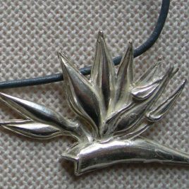 Strelitzia pendant in plated silver