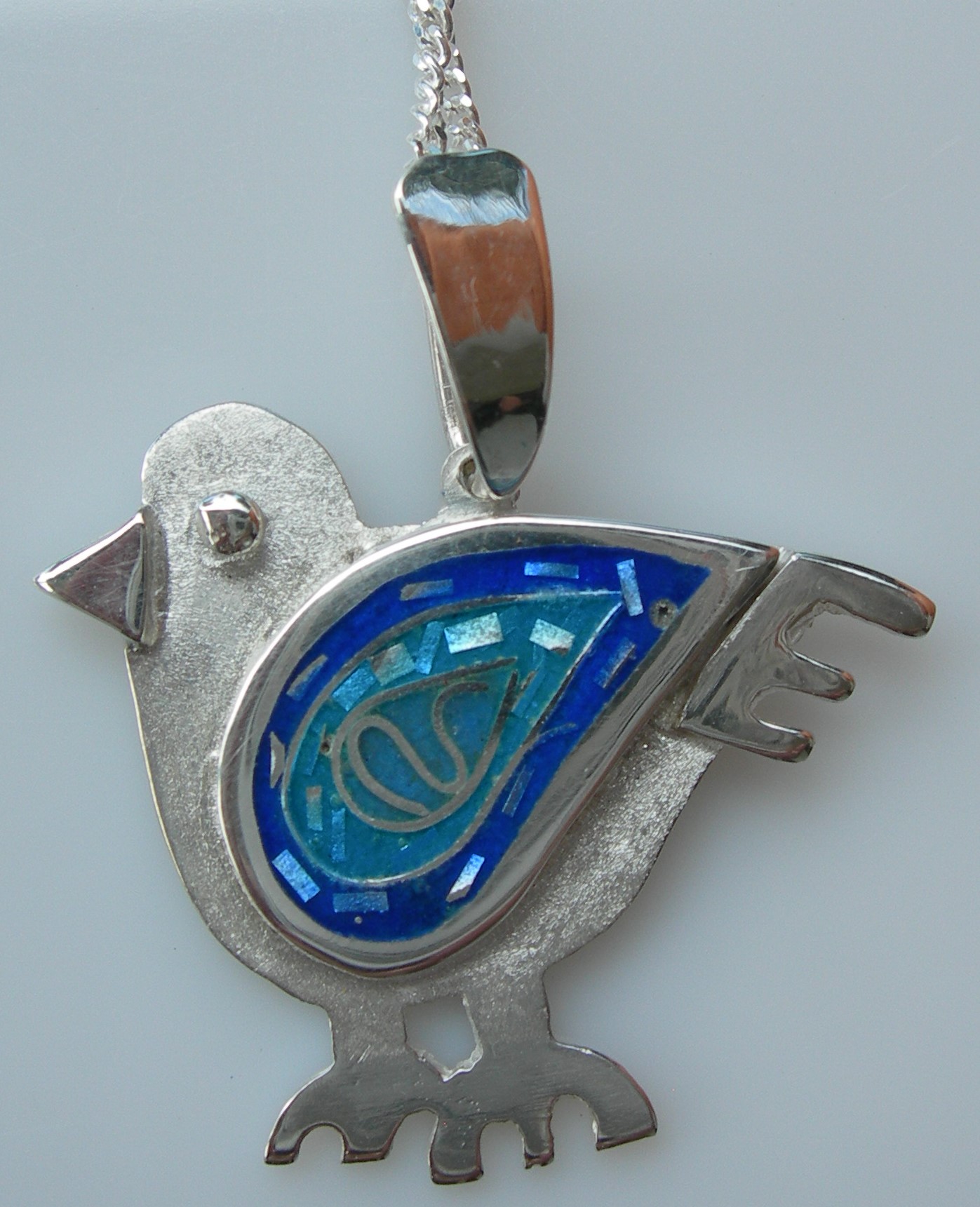 Bluebird of happiness pendant in sterling silver