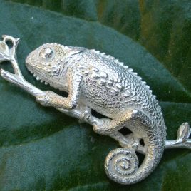 Chameleon sterling silver pendant