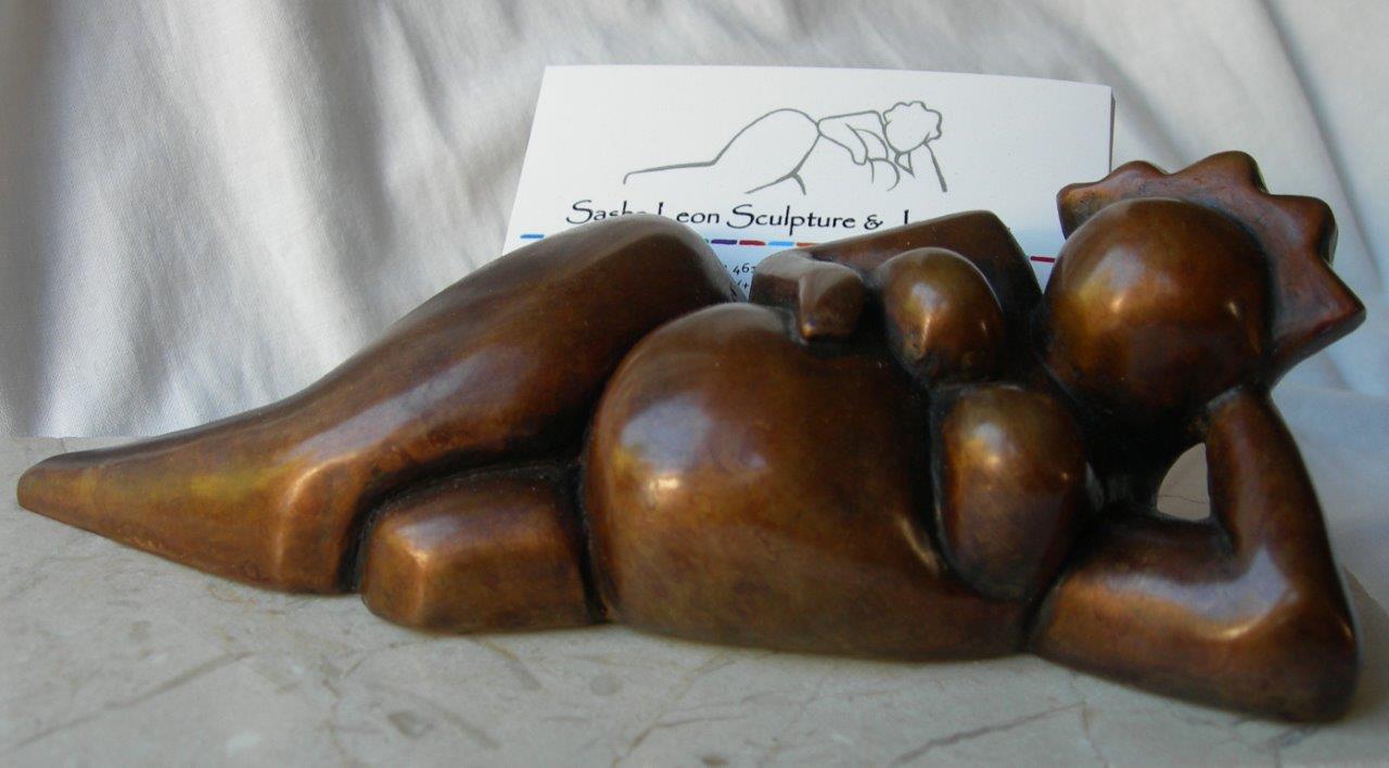 Reclining lady small card holder in cast bronze