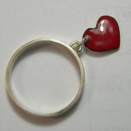 Red heart charm ring