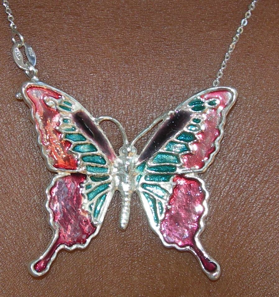 Butterfly pendant in plated silver