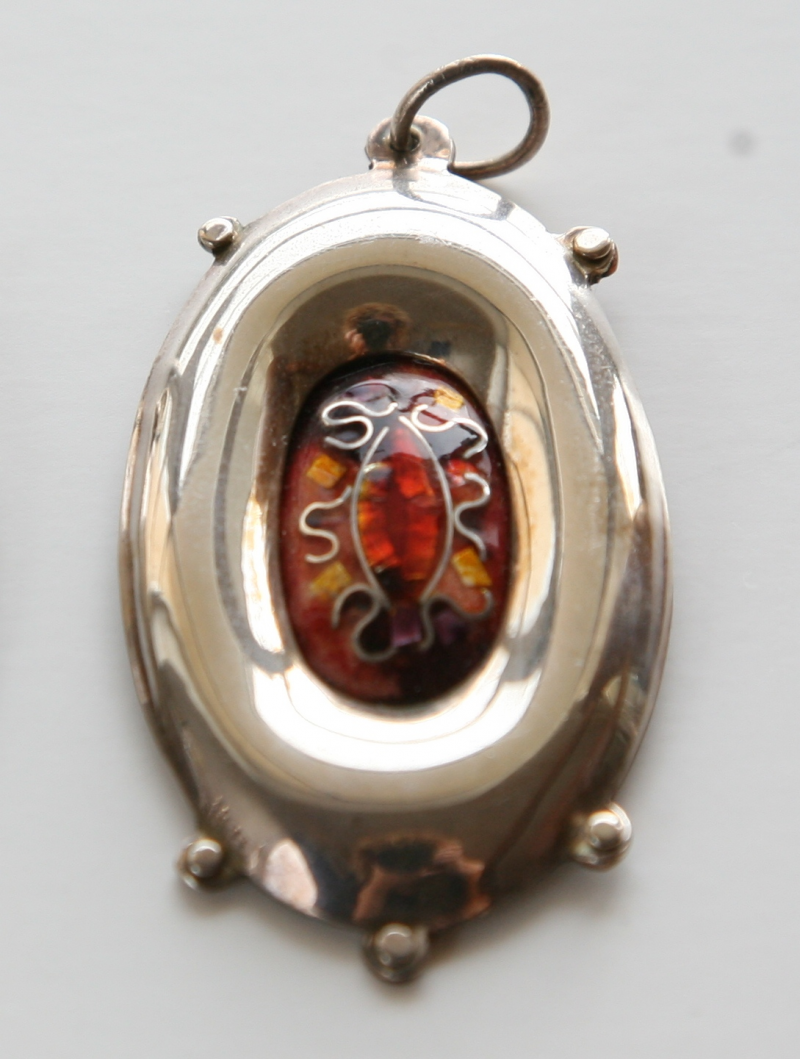Pendant in sterling silver amber cloisonné