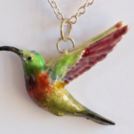 Sunbird pendant in plated silver