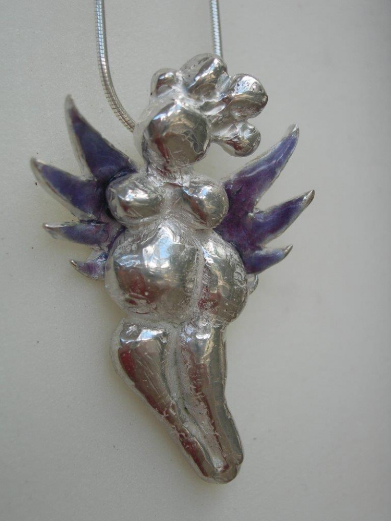 Purple fairy pendant in sterling silver